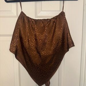 Brown Leopard Print Handkerchief Top